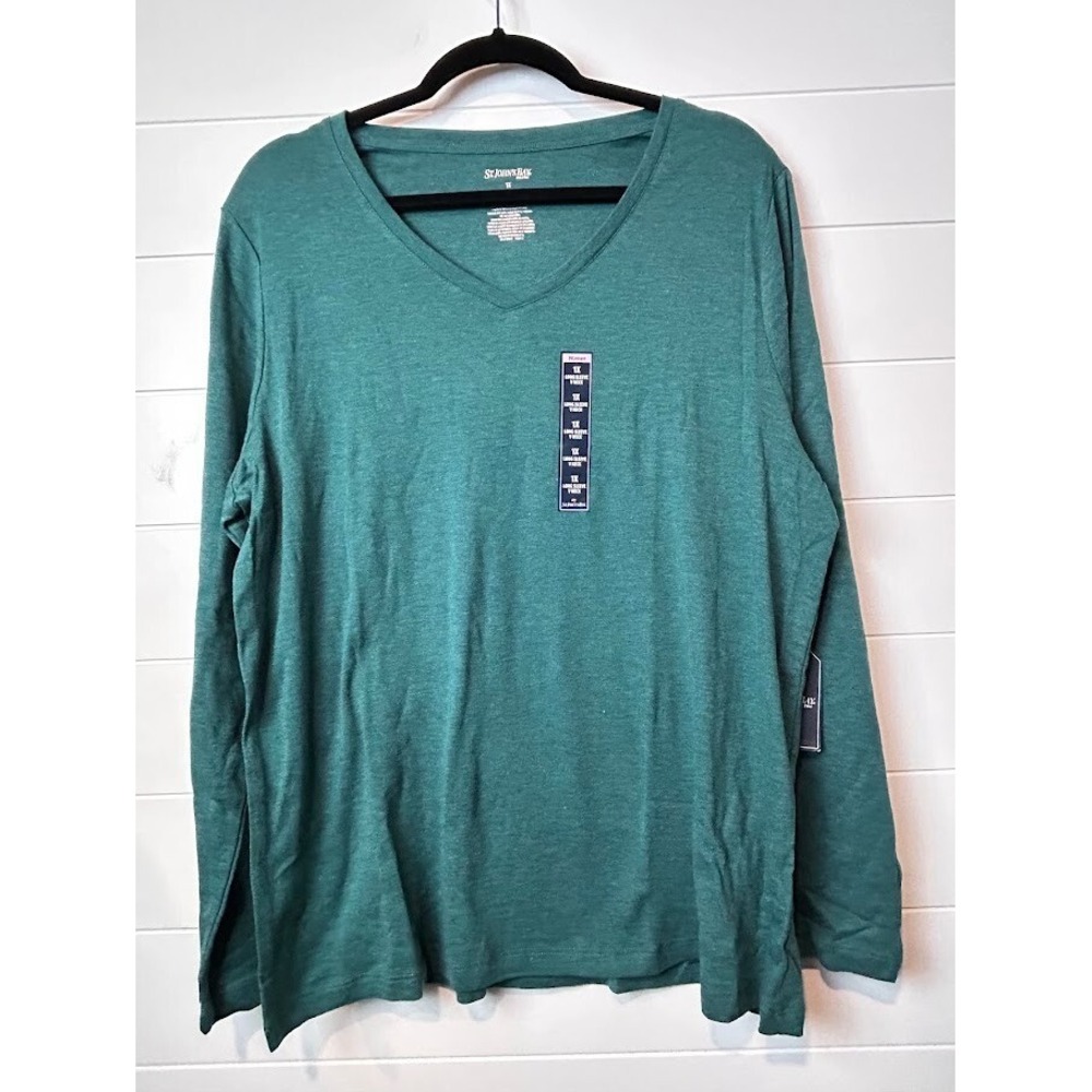 Women's‎ St. Johns Bay Long Sleeve V-neck size 1X NWT Green